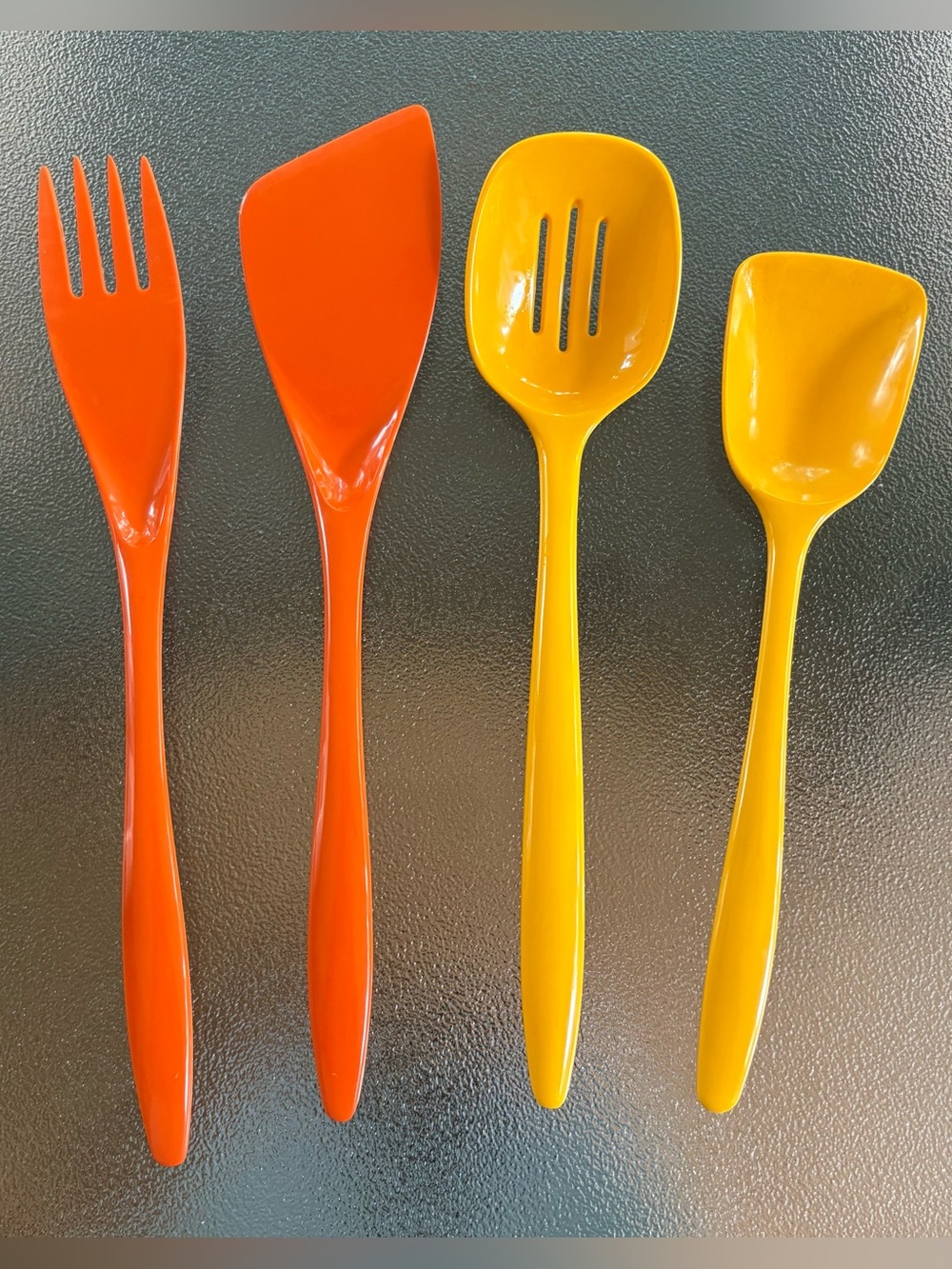 Vintage Melamine Utensils Lot 4 Orange Yellow Retro MCM Rosti Hutzler Denmark